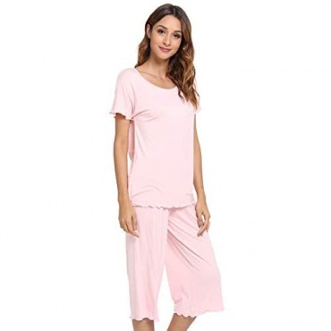 NACHILA Womens Capri Pajama Set Short Sleeve Pjs Bamboo Sleepwear S-4XLarge