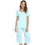 NACHILA Women’s Pajamas Set Short Sleeve Sleepwear Top with Capri Pants Pjs Set S-4X Large