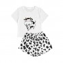 SOLY HUX Women's Cute Cartoon Print Sleepwear Short Sleeve Tee with Shorts Pajama Set