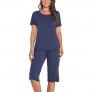 Tiddylove Women Pajama Sets Short Sleeve Bamboo Sleepwear Capri Pants with Pockets Pjs for Women S-2XL