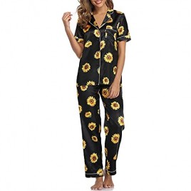 Women Pajama Set Short Sleeve Button Down Pj Soft Sleepwear 2 Piece Nightwear
