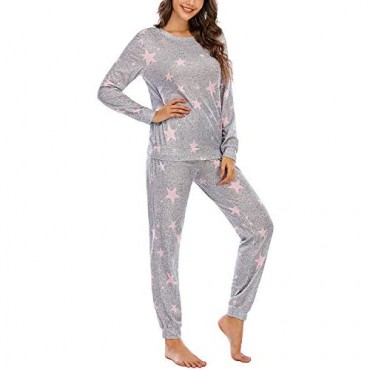 Womens Pajamas Set Long Sleeve Sleepwear Loungewear Nightwear Pjs Lounge Sets