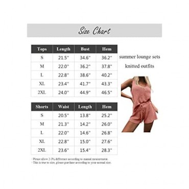 Women's Summer Lounge Sets Knit 2 Piece Outfits Tank Tops and Shorts Loungewear