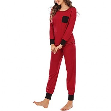 YEAQING Women’s Tie Dye Two Piece Pajamas Set Long Sleeve Sweatshirt Long Pants Sleepwear Pockets