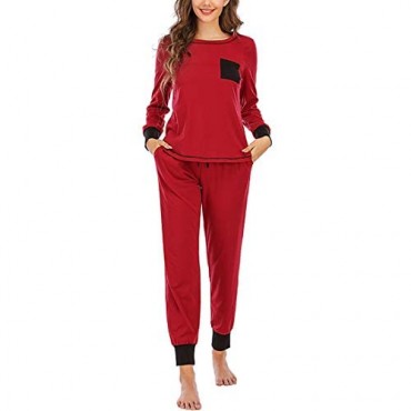 YEAQING Women’s Tie Dye Two Piece Pajamas Set Long Sleeve Sweatshirt Long Pants Sleepwear Pockets