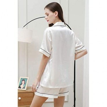 ZIMASILK 22Momme 100% Pure Mulberry Silk Pajama Set for Women - Short Sleeve Sleepwear with Shorts Two Piece Pj Sets