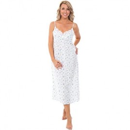 Alexander Del Rossa Womens 100% Cotton Lawn Nightgown Sleeveless Sleep Dress
