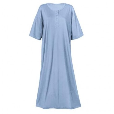 CATALOG CLASSICS Women's 2-Pack Long Henley Nightshirts - Pajama Sleep Shirt Set Missy