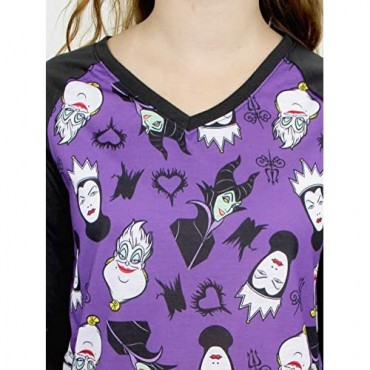 Disney Villains Women's 3/4 Sleeve Dorm Nightgown Pajamas