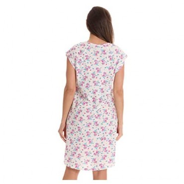 Dreamcrest 100% Cotton Cap Sleeve Night Gown for Women Cute Floral Summer Sleep Dress