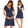 Ekouaer Women 3 in 1 Delivery/Labor/Maternity/Nursing Nightgown Short Sleeve Pleated Breastfeeding Sleep Dress(S-XXL)