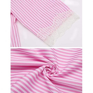 Ekouaer Womens Nightgown 3/4 Sleeve Sleepwear Striped Nightshirt Boyfriend Sleep Tee Loungewear