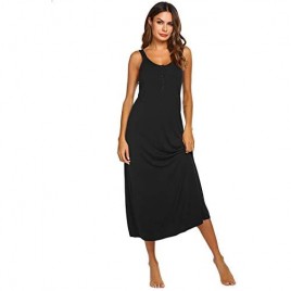 Ekouaer Women's Sleeveless Long Nightgown V-Neck Full Length Soft Sleep Dress