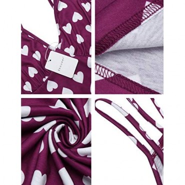 Ekouaer Women's Sling Printing Sleepwear Chemises V-Neck Full Slip Babydoll Nightgown S-XXL