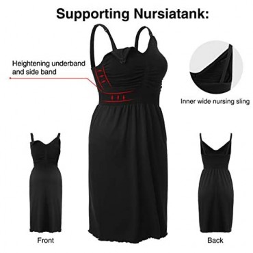 iloveSIA Women's Plus Size Maternity Nightgown Breastfeeding Sleeveless Cami Shirt Casual Nursing Dress Pack of 2