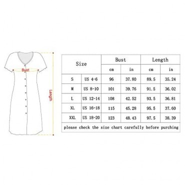 JINKESI Womens Nightgown Short Sleeve Sleep Nightshirt Button Down Sleepwear Soft Breastfeeding Pajama Dress