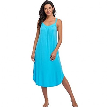 Joyystar Womens Long Nightgown Full Slips Night Dress Sleeveless Sleepwear V Neck Sexy Loose Sleepshirt Chemise Dress