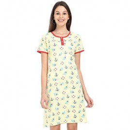 NIGHTY HOUSE Women Cotton Nightgown Printed Cute Nightshirt Soft Sleepshirt Plus Size Loungewear (S - 2X)