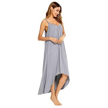 SWOMOG Women’s Sleeveless Long Nightgowns Full Slips Sleepwear Adjustable Spaghetti Strap Modal Nightdress