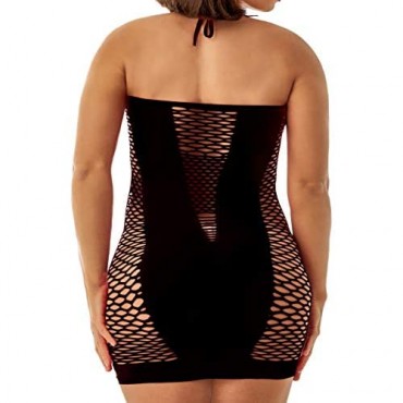 Womens Plus Size Lingerie Fishnet Dress Seamless Outfit Mesh Chemise Babydoll Bodysuit