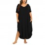 Womens Plus Size Nightgowns Sleepwear Short Long Sleeve Sleep Dress Night Gowns with Pockets