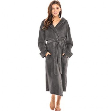 Alexander Del Rossa Women's Soft Fleece Robe with Hood Warm Bathrobe