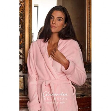 Alexander Del Rossa Women's Soft Fleece Robe with Hood Warm Bathrobe