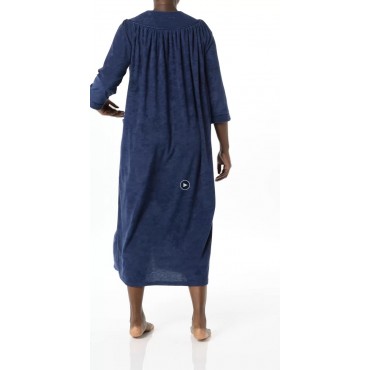 AmeriMark Women’s Terry Knit Long Robe – Bath Robe w/ Snap Front & Trapunto Trim