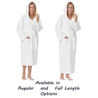 Arus Women's Hooded Classic Bathrobe Turkish Cotton Robe with Full Length Options