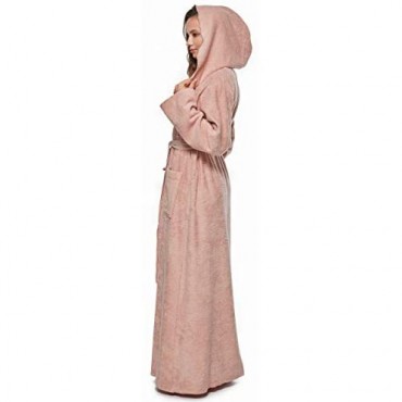 Arus Women's Princess Robe Ankle Long Hooded Lightweight Turkish Cotton Bathrobe