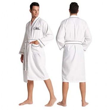 AW BRIDAL Waffle Robe Couples Robes Sets His Her Robes Mr Mrs Robes Cotton Dressing Gown Hotel Spa Robes for Women/Men 2 Pcs