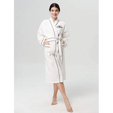 AW BRIDAL Waffle Robe Couples Robes Sets His Her Robes Mr Mrs Robes Cotton Dressing Gown Hotel Spa Robes for Women/Men 2 Pcs