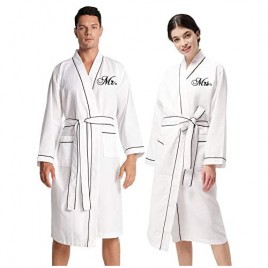 AW BRIDAL Waffle Robe Couples Robes Sets His Her Robes Mr Mrs Robes Cotton Dressing Gown Hotel Spa Robes for Women/Men  2 Pcs