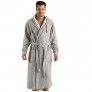 BY LORA Hooded Sweatshirt Bathrobe Polyester Blended Cotton Robe  Gray S/M Size