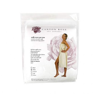 Canyon Rose Waffle Weave Long Spa Wrap Simple Body Wrap Luxurious Waffle Weave Knit One Size Fits Most Generous Length Elasticized Top with Touch-and-close Fasteners at Top and Waist White