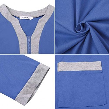Doaraha Women Zipper Front Robes Half Sleeve Loungewear Full Length Nightgowns Long Housedress House Coat with Pockets S-XXL