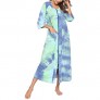 Ekouaer Women Zipper Robes Full Length Nightgowns Cotton Loose Housecoat Half & 3/4 Sleeve Loungewear with Pockets S-XXL
