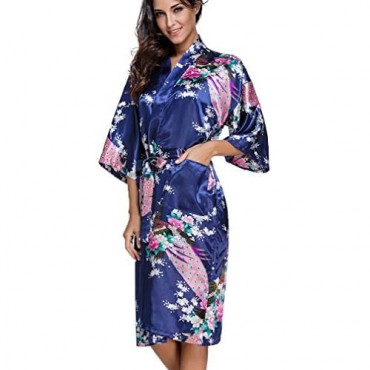 FLYCHEN Women's Satin Kimono Robe Sleepwear for Ladies Plus Size