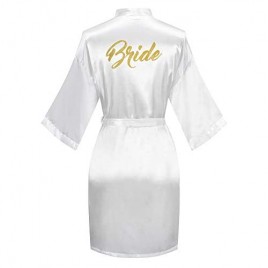Giova Women's Satin Bridal Party Robe for Bride and Bridesmaid with Gold Glitter