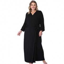 iFigure Women's Plus Size Bathrobes Long Robe Dressing Gown Soft Sleepwear