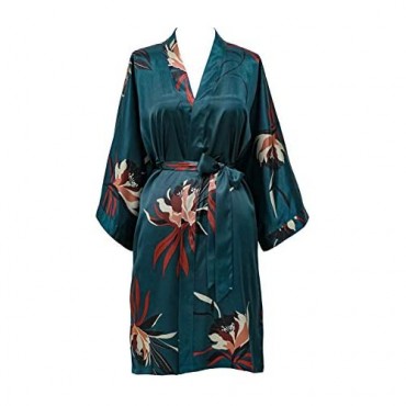 KIM+ONO Women's Satin Kimono Robe Short - Floral