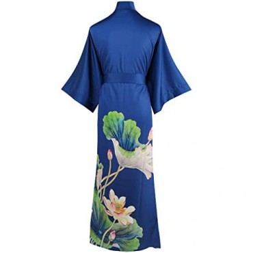 Ledamon Women's Kimono Long Robe - Classic Floral Bathrobe Nightgown