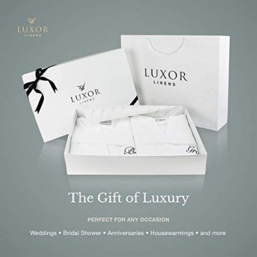 Luxor Linen Hers Waffle Weave Bathrobe Set - 100% Egyptian Cotton - Unisex/One Size Fits Most - Spa Robe Luxurious - Perfect Wedding Gift (Black Monogram 1 Robe - Hers)