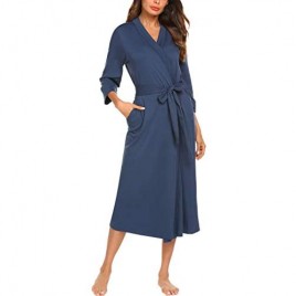 MAXMODA Women Kimono Robes Soft Long Robe Knit Bathrobe Sleepwear V-Neck Ladies Loungewear S-3XL