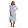 Miss Elaine Women's Long Seersucker Zipper Robe - with ¾ Sleeves  Round Yoke  and Two Inset Pockets