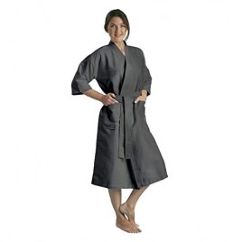 MONARCH Chamois Microfiber Kimono Hotel Robe - Lightweight Absorbent Soft Spa Bathrobe Cypress