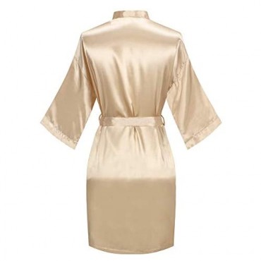Old-to-new Women‘s Short Silk Kimono Robes Nightgown Satin Bathrobe Wedding Party Robe