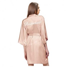 owiter Satin Robe for women Short Bride and Bridesmaid Rose Gold Dressing robe for Wedding Party…