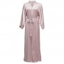 owiter Women's Plain Color Satin Silk Kimono Robes Elegant Style Nightgown Long