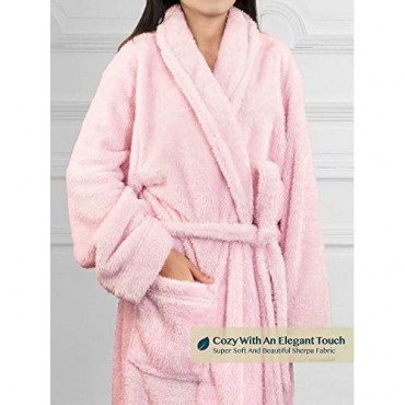 PAVILIA Premium Womens Plush Soft Robe Fluffy Warm Fleece Sherpa Shaggy Bathrobe